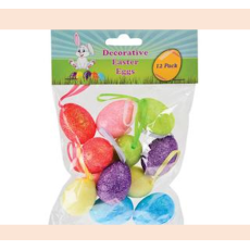 Easter Decorative Eggs with Ribbon - 12 Piece